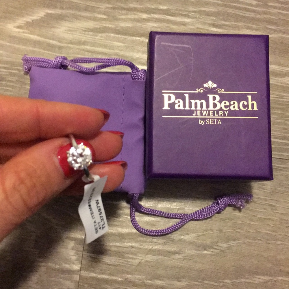 PalmBeach 2 Carat Cubic Zirconia 10k Wht Gold Ring